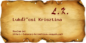 Lukácsi Krisztina névjegykártya